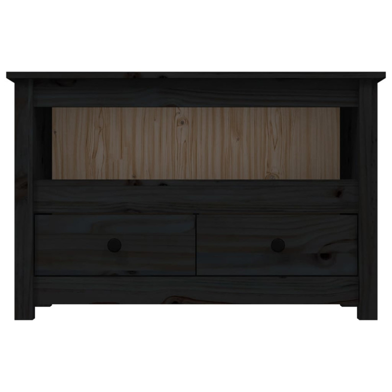 Szafka pod TV, czarna, 79x35x52 cm, lite drewno sosnowe