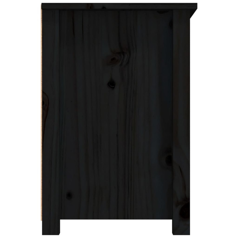 Szafka pod TV, czarna, 79x35x52 cm, lite drewno sosnowe