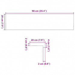 Parapety 2 szt., surowe, 90x20x2 cm, lite drewno dębowe