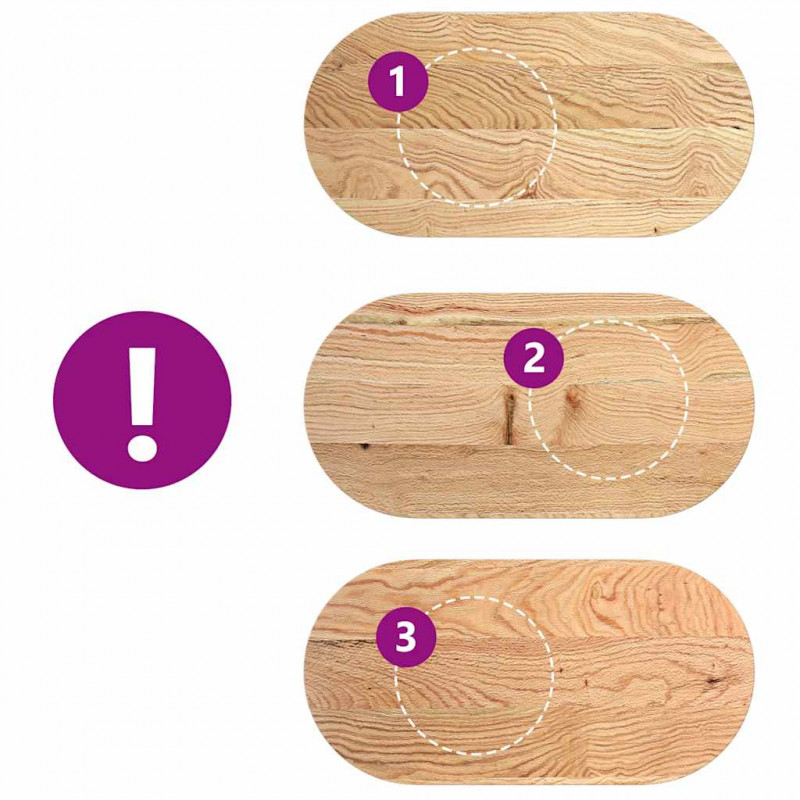 Blat do stołu, 100x50x2 cm, lite drewno dębowe, owalny