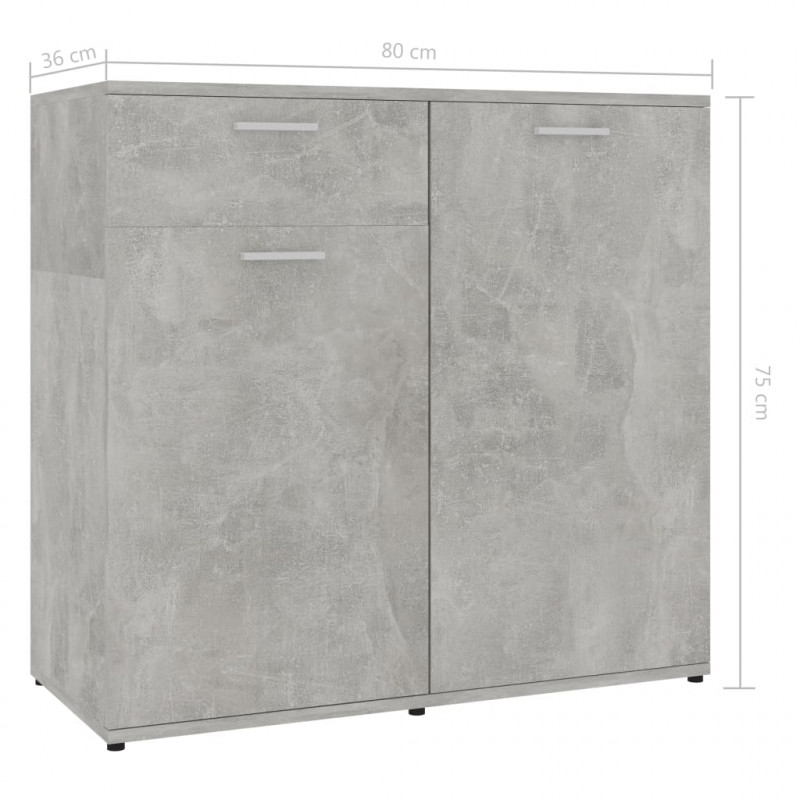 Szafka, szarość betonu, 80x36x75 cm, materiał drewnopochodny