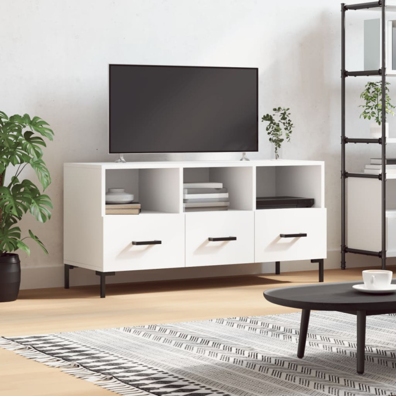 Szafka pod TV, biała, 102x36x50 cm, materiał drewnopochodny