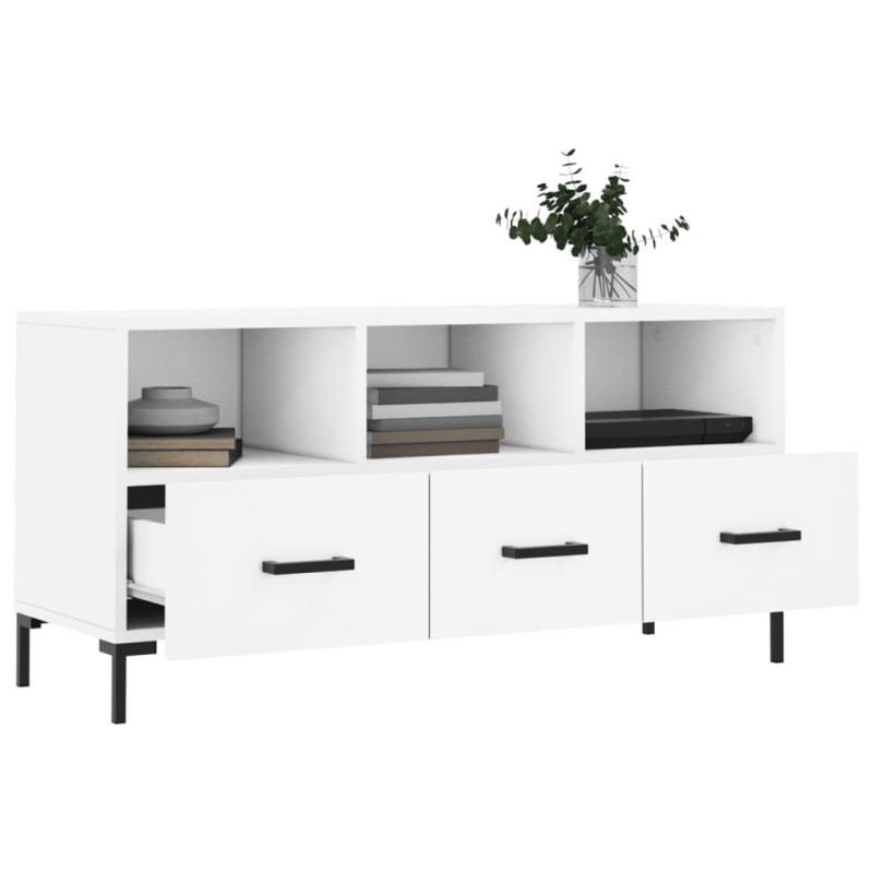 Szafka pod TV, biała, 102x36x50 cm, materiał drewnopochodny