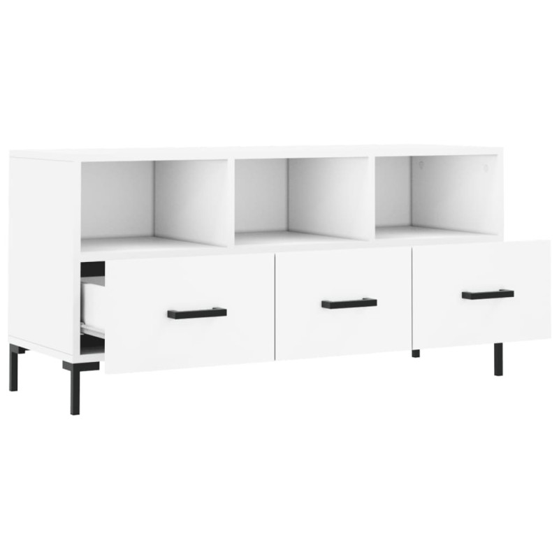 Szafka pod TV, biała, 102x36x50 cm, materiał drewnopochodny