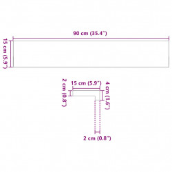 Parapety 2 szt., surowe, 90x15x2 cm, lite drewno dębowe