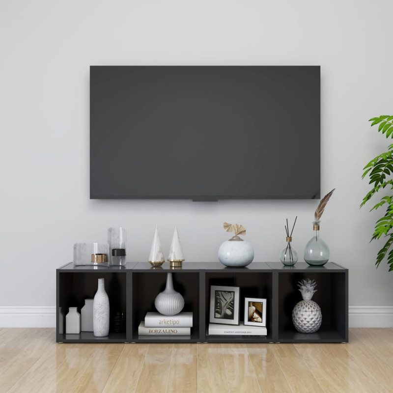 Szafki pod TV 4 szt., szare 37x35x37 cm materiał drewnopochodny