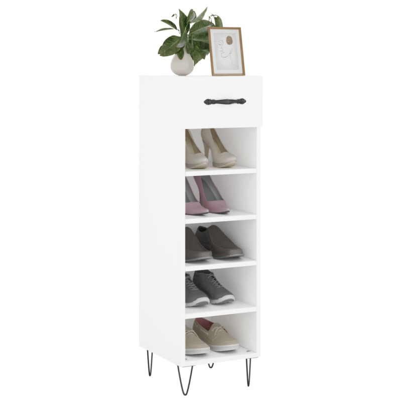 Szafka na buty, biała, 30x35x105 cm, materiał drewnopochodny
