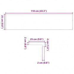 Parapety 2 szt., surowe, 110x25x2 cm, lite drewno dębowe