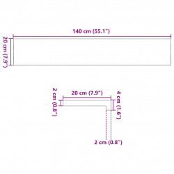 Parapety 2 szt., jasnobrązowy, 140x20x2 cm, lite drewno dębowe