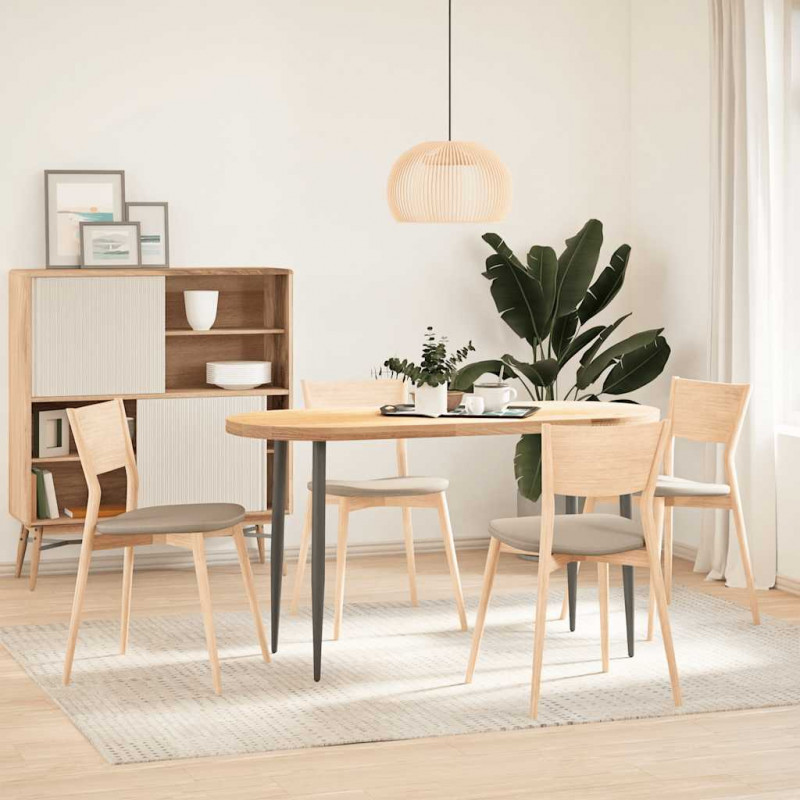 Blat do stołu, 140x60x4 cm, lite drewno dębowe, owalny