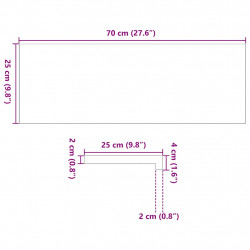 Parapety 2 szt., surowe, 70x25x2 cm, lite drewno dębowe