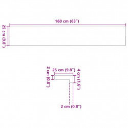 Parapety 2 szt., surowe, 160x25x2 cm, lite drewno dębowe