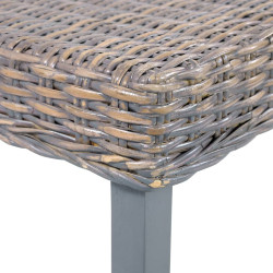 Ławka, 110 cm, szara, rattan kubu i lite drewno mango