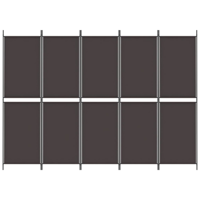 Parawan 5-panelowy, brązowy, 250 x 180 cm, tkanina