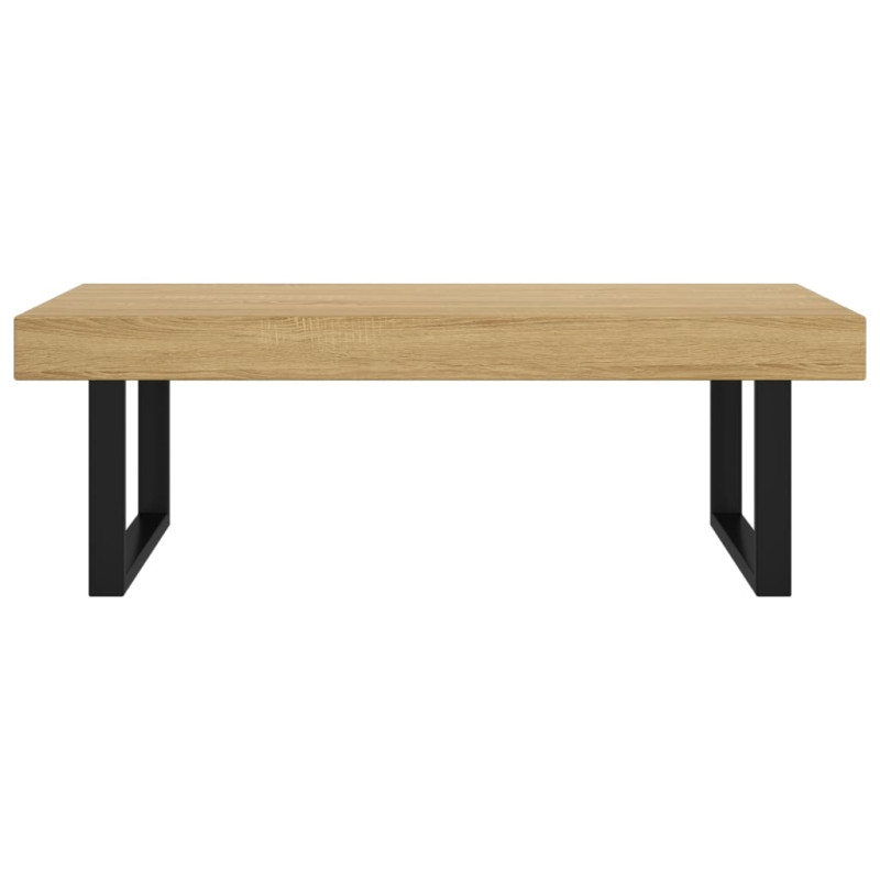 Stolik kawowy, jasnobrązowo-czarny, 120x60x40 cm, MDF i żelazo