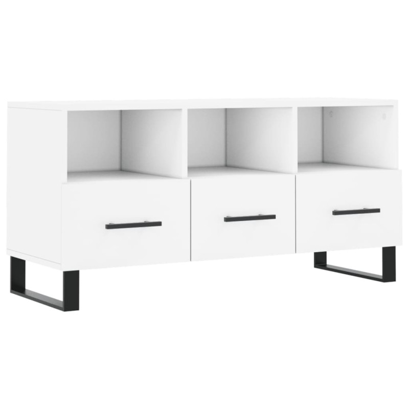 Szafka pod TV, biała, 102x36x50 cm, materiał drewnopochodny