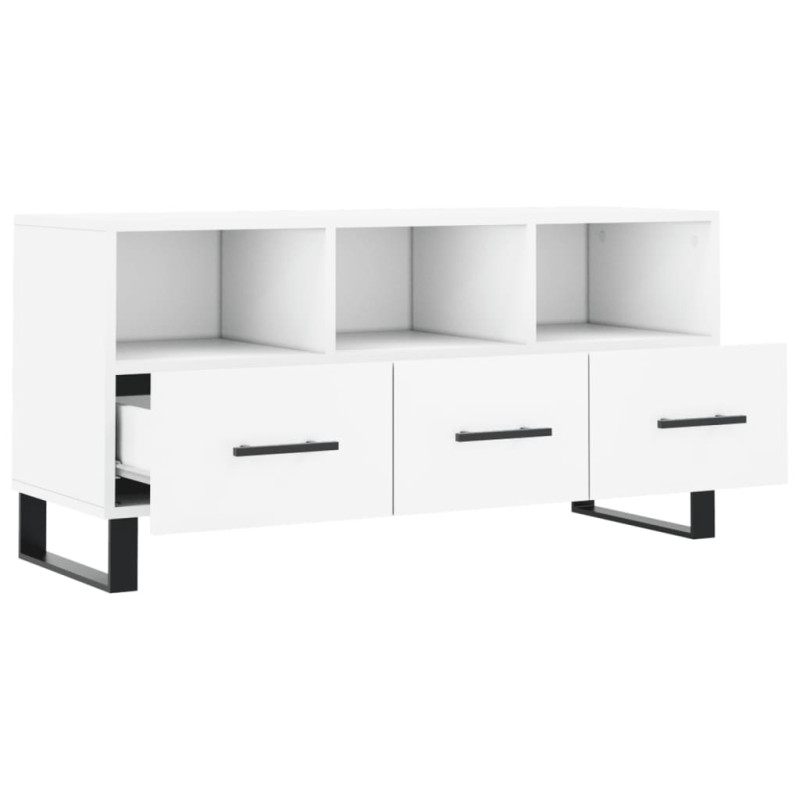 Szafka pod TV, biała, 102x36x50 cm, materiał drewnopochodny