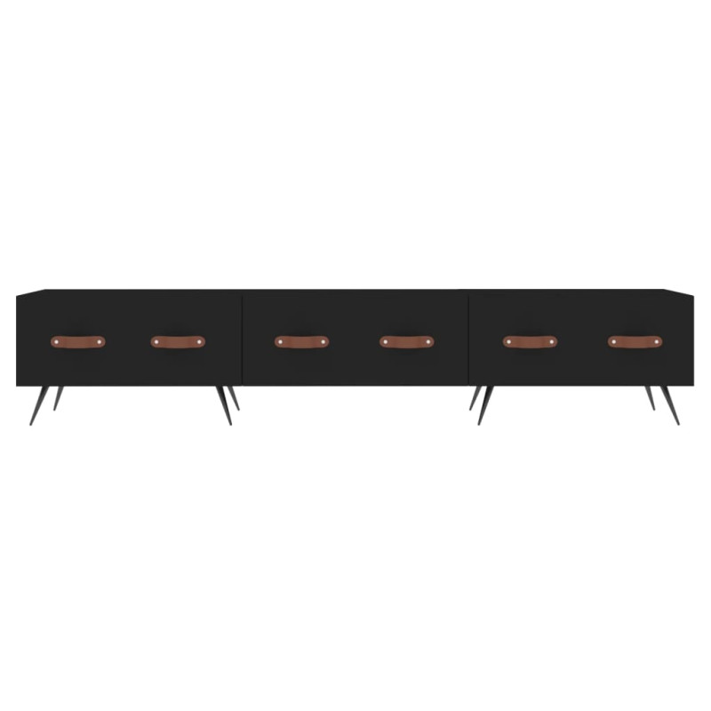 Szafka pod TV, czarna, 150x36x30 cm, materiał drewnopochodny