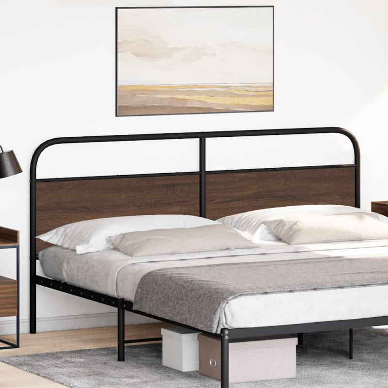 Wezgłowie, brązowy dąb, 200 cm, stal i materiał drewnopochodny