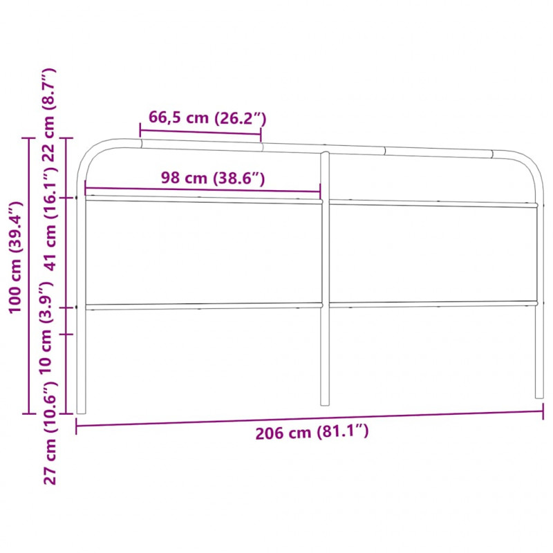 Wezgłowie, brązowy dąb, 200 cm, stal i materiał drewnopochodny