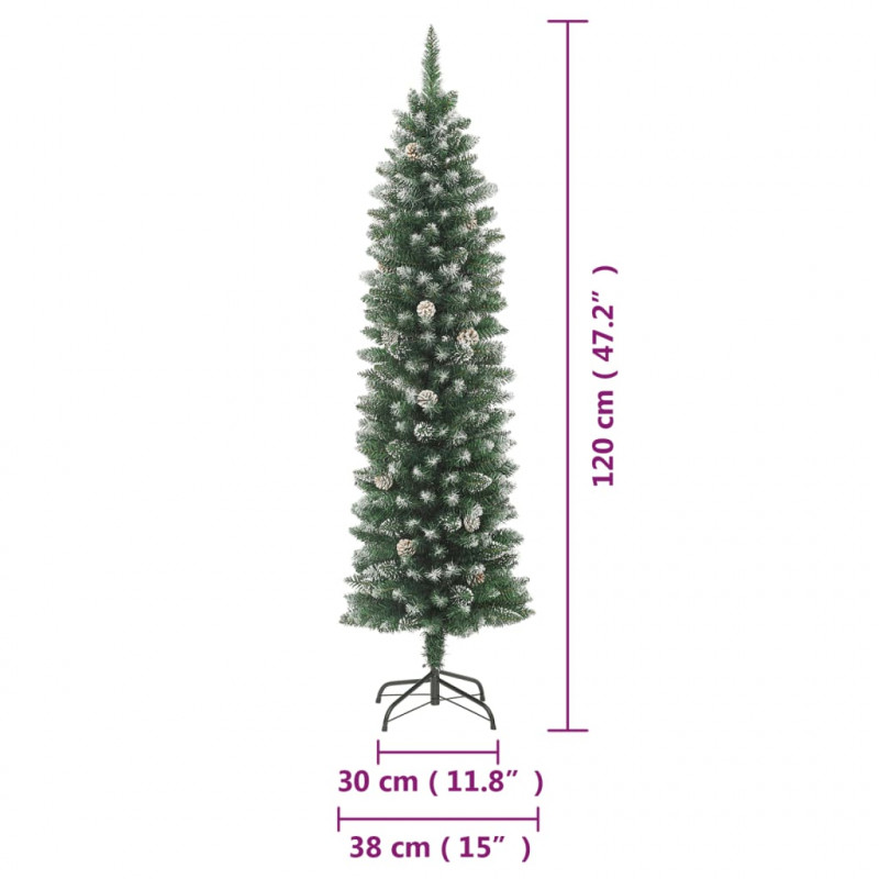 Sztuczna, wąska choinka ze stojakiem, 120 cm, PVC