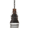 Industrialna lampa sufitowa, czarna, E27, drewno mango