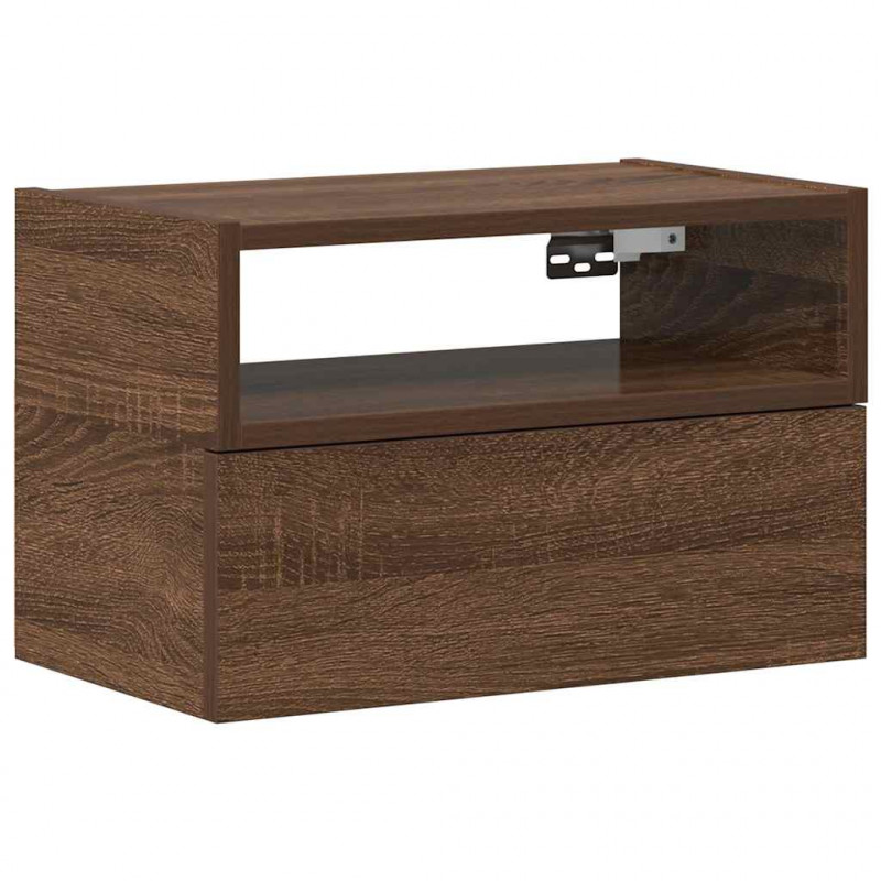 Wisząca szafka nocna, brązowy dąb, 45x26x28,5 cm