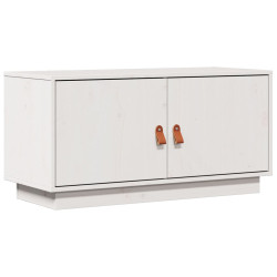 Szafka pod telewizor, biała, 80x34x40 cm, lite drewno sosnowe