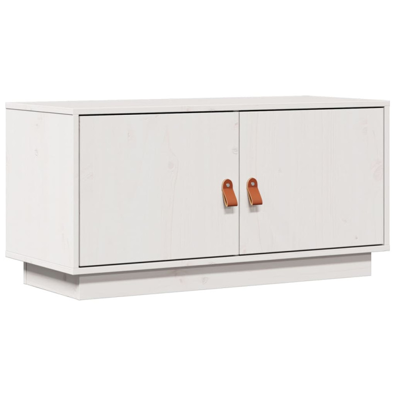Szafka pod telewizor, biała, 80x34x40 cm, lite drewno sosnowe