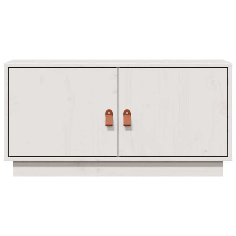 Szafka pod telewizor, biała, 80x34x40 cm, lite drewno sosnowe