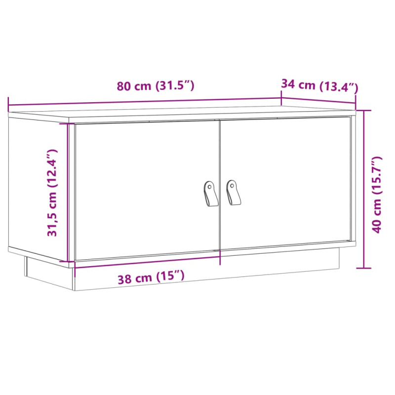 Szafka pod telewizor, biała, 80x34x40 cm, lite drewno sosnowe