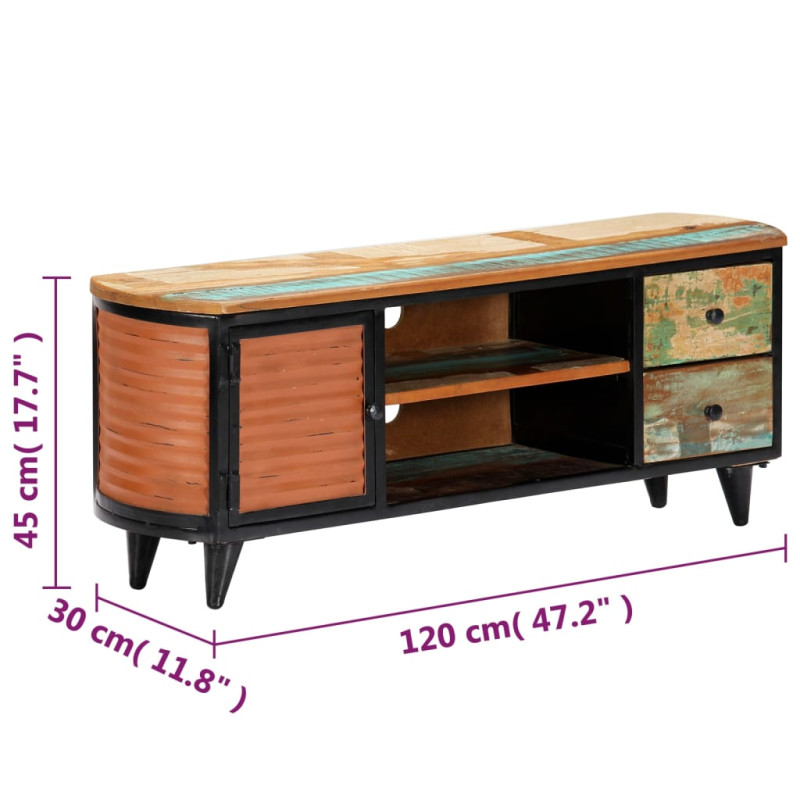Szafka pod TV, 120 x 30 x 45 cm, lite drewno odzyskane
