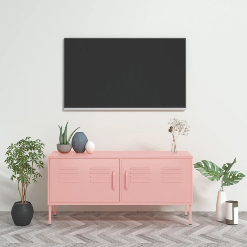 Szafka pod telewizor, różowa, 105x35x50 cm, stalowa