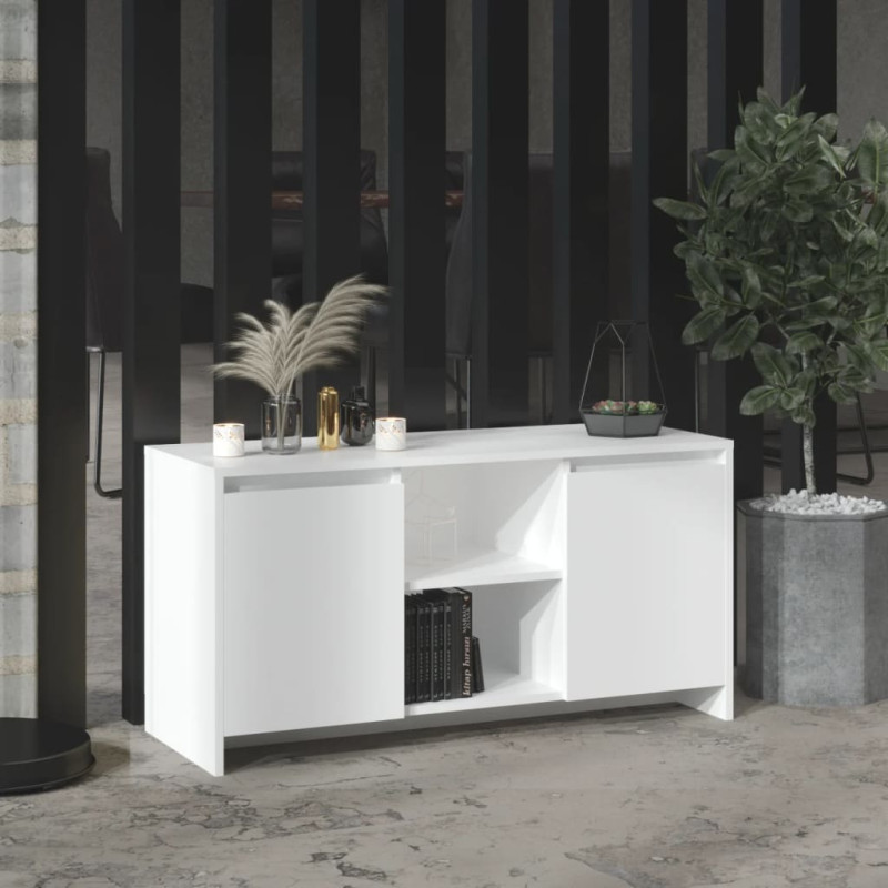 Szafka pod TV, biała, 102x37,5x52,5 cm, materiał drewnopochodny