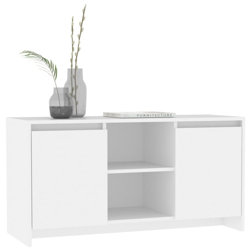Szafka pod TV, biała, 102x37,5x52,5 cm, materiał drewnopochodny