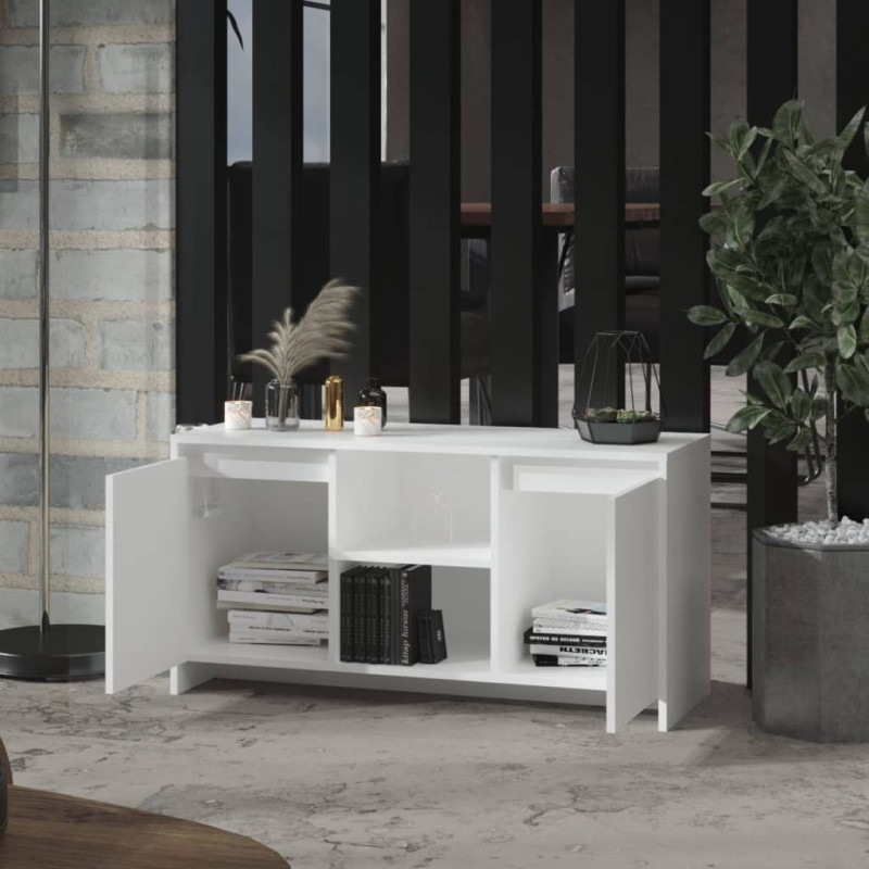 Szafka pod TV, biała, 102x37,5x52,5 cm, materiał drewnopochodny