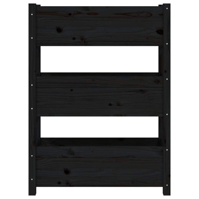 Donica, czarna, 77x25x104,5 cm, lite drewno sosnowe