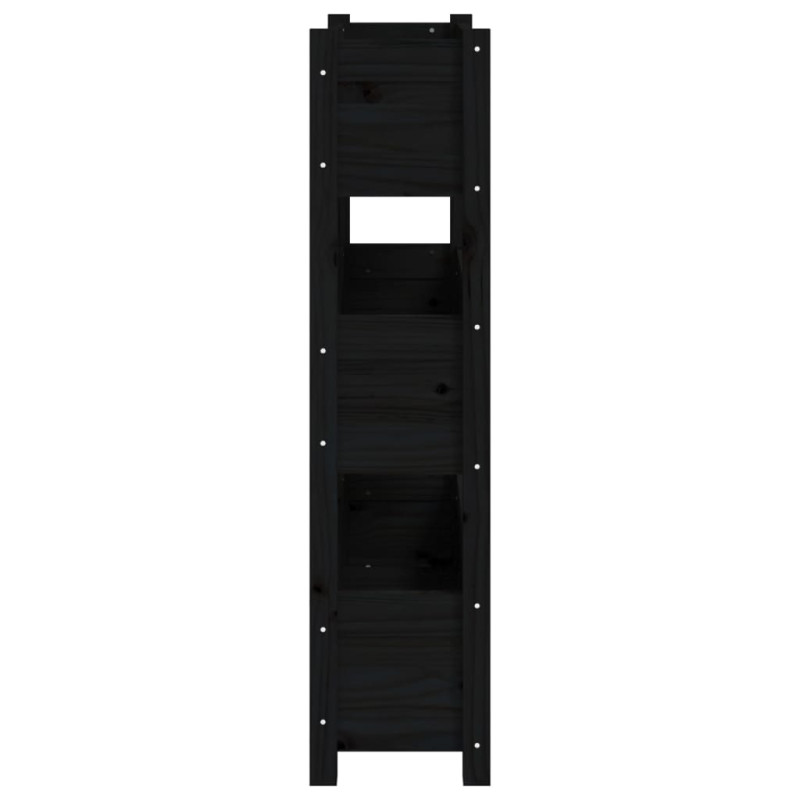 Donica, czarna, 77x25x104,5 cm, lite drewno sosnowe