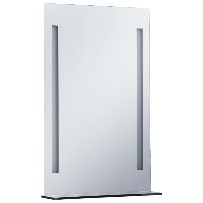 Ścienne lustro łazienkowe z LED, z półką, 60 x 80 cm