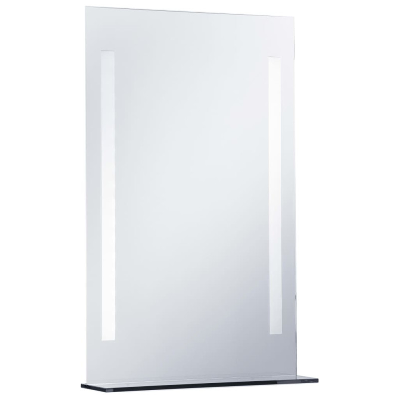 Ścienne lustro łazienkowe z LED, z półką, 60 x 80 cm