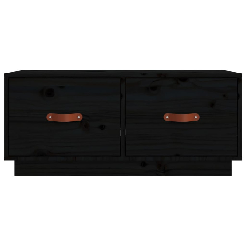 Szafka pod TV, czarna, 80x34x35 cm, lite drewno sosnowe