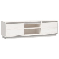 Szafka pod telewizor, biała, 140x35x40 cm, lite drewno sosnowe