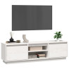 Szafka pod telewizor, biała, 140x35x40 cm, lite drewno sosnowe