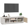 Szafka pod telewizor, biała, 140x35x40 cm, lite drewno sosnowe
