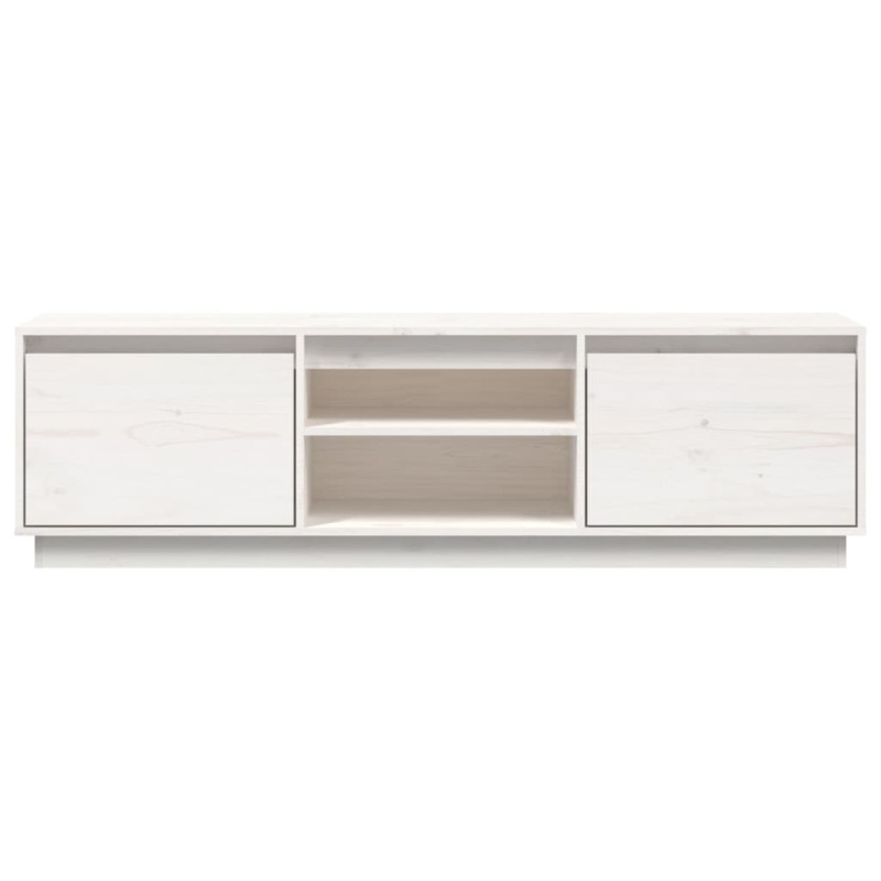 Szafka pod telewizor, biała, 140x35x40 cm, lite drewno sosnowe