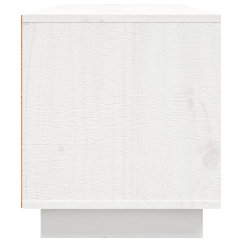 Szafka pod telewizor, biała, 140x35x40 cm, lite drewno sosnowe