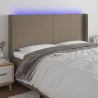 Zagłówek do łóżka z LED, taupe, 183x16x118/128 cm, tkanina