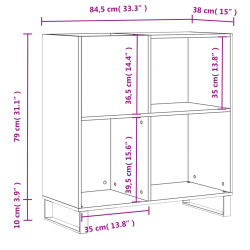 Szafka na płyty, biała, 84,5x38x89 cm, materiał drewnopochodny