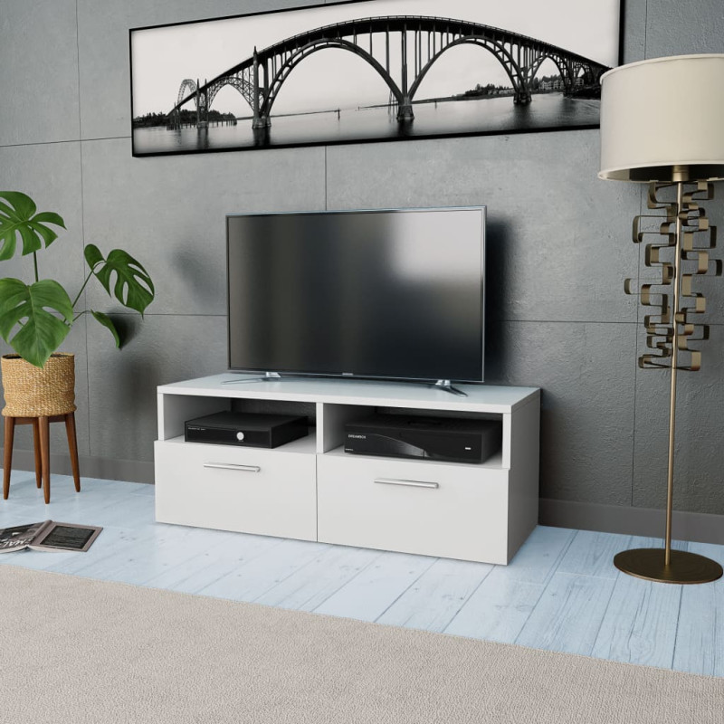 Szafka pod TV, materiał drewnopochodny, 95x35x36 cm, biała