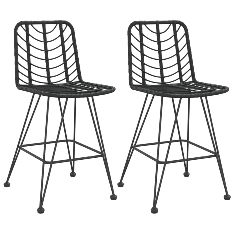 Stołki barowe, 2 szt., czarne 45x56x103,5 cm, PE, rattan i stal
